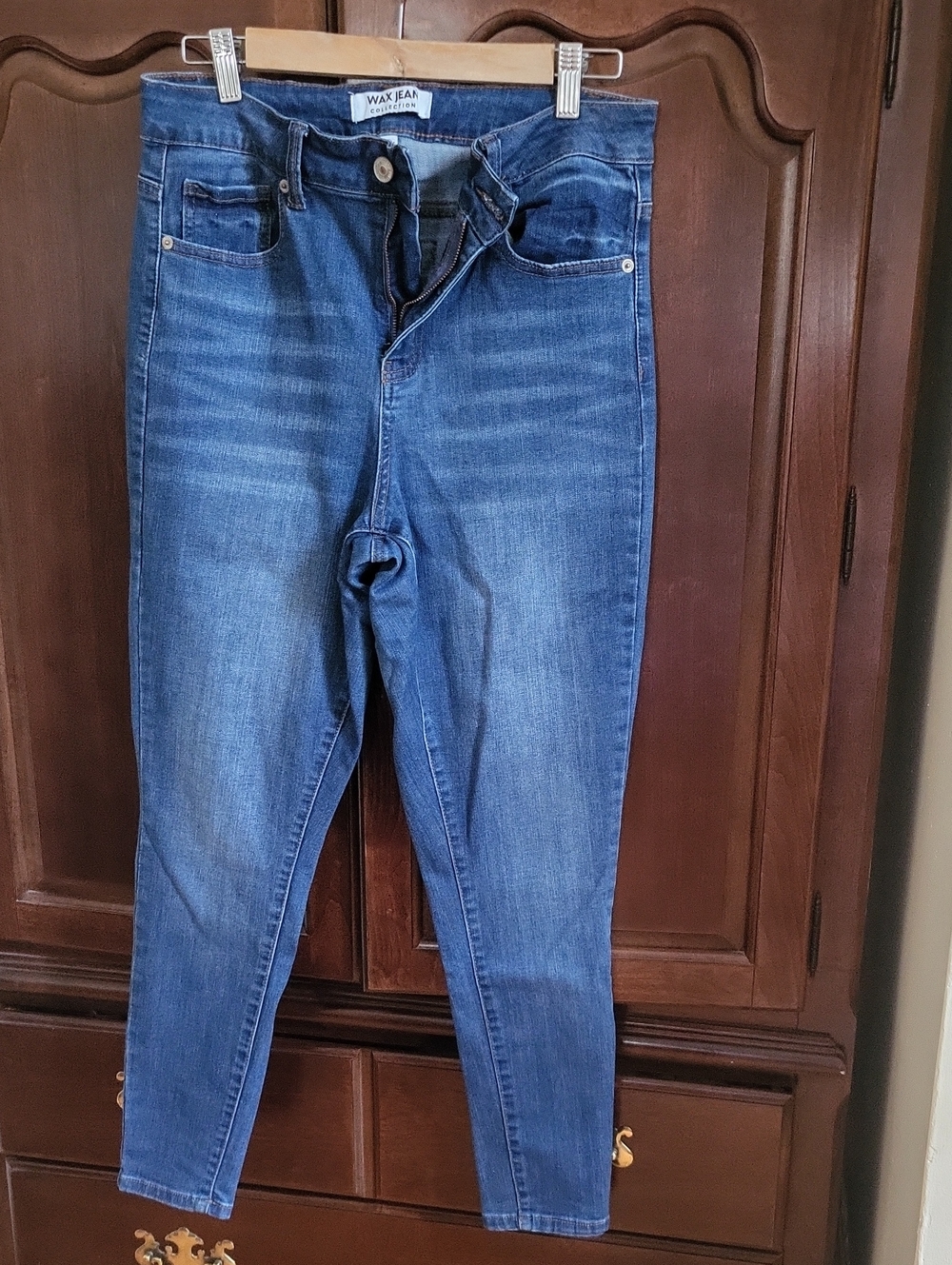 Wax Jean Dark Blue Skinny Jeans with Faded Whiskering